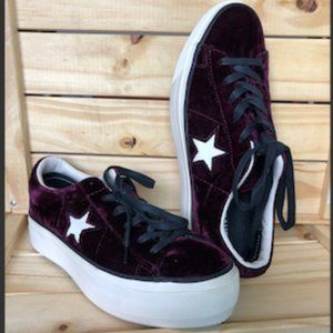 Converse One Star Platform Velvet Dark Sangria